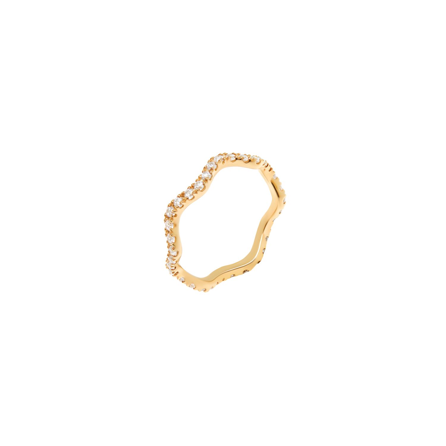 Кольцо Wave Pave Ring – Gold Crystal