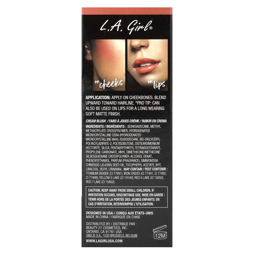 L.A. Girl, мягкие матовые кремовые румяна, GBL442 Grace, 8 мл (0,27 жидк. унции)