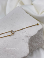 Колье (сотуар) золотистое  цветок со стразами