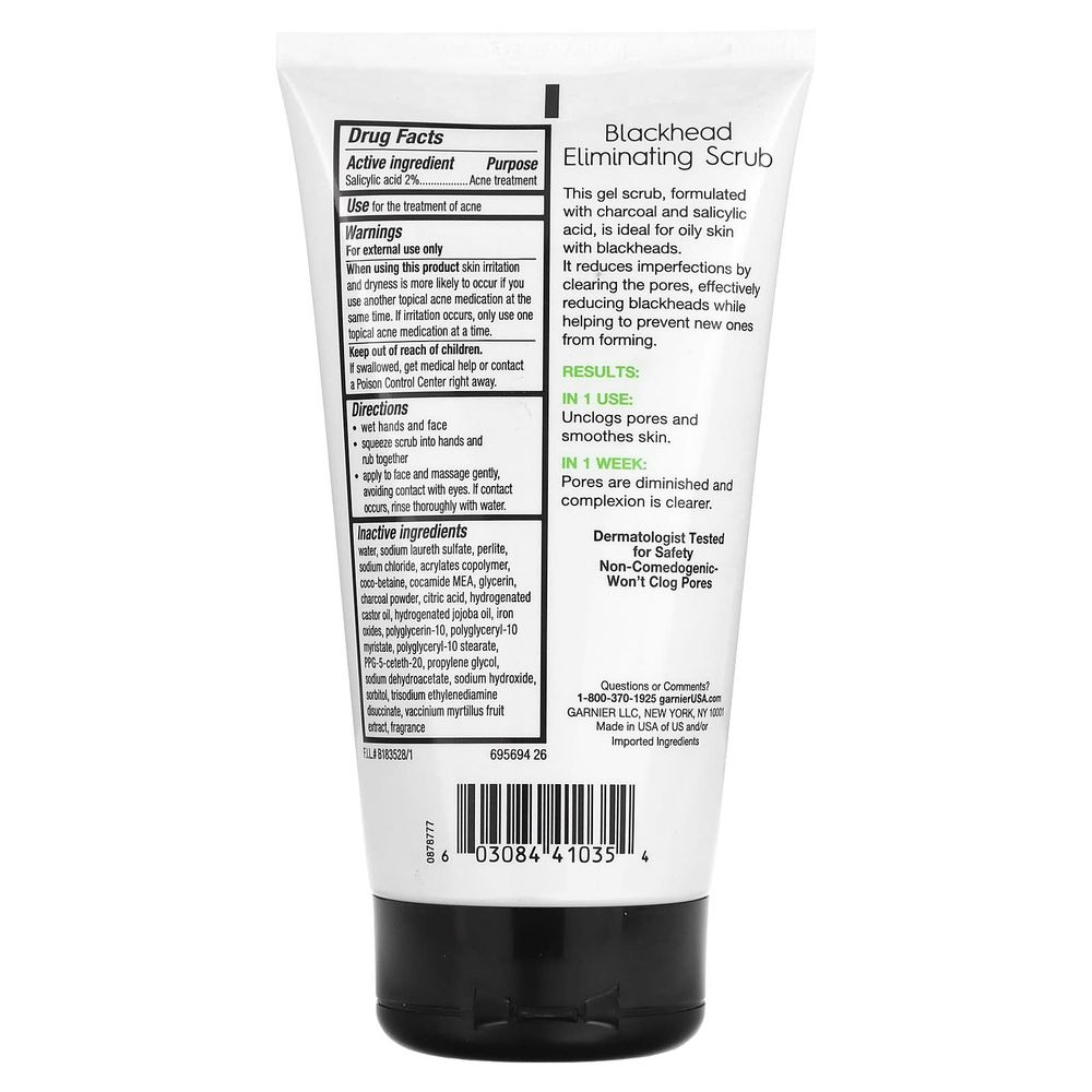 Garnier, SkinActive, скраб для устранения угрей с древесным углем, 150 мл (5 жидк. унц.)