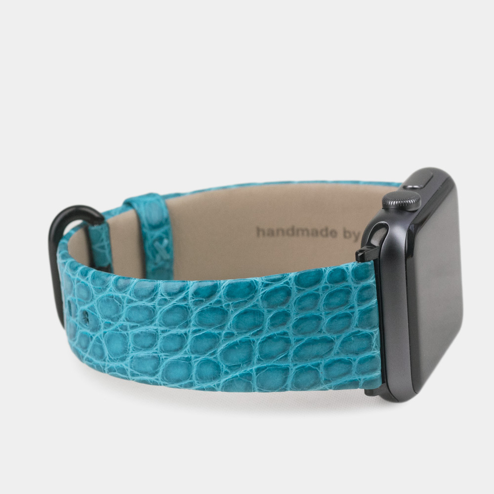 Ремешок для Apple Watch 44/45/46 mm из кожи аллигатора, цвета тиффани