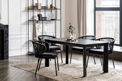 "Венето" обеденная группа на 4 персоны со стульями "Милан", каркас темно-серый, роуп темно-серый