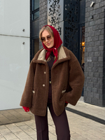 Двойная дубленка Magic бежево-шоколадный