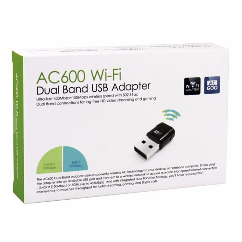Двухдиапазонный Wi-Fi USB адаптер "Mini" AC 600 черный