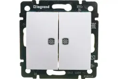 Выключатель Legrand Valena 2-клавишный с индикатором белый 04173