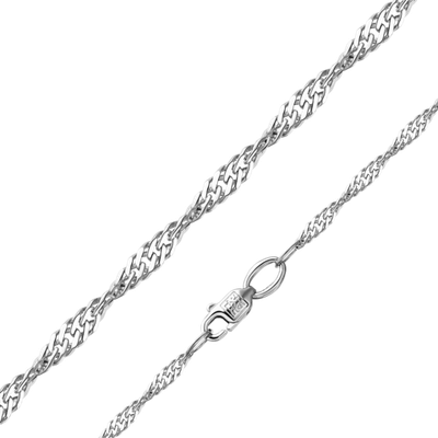 Цепь из белого золота с алмазной гранью (плетение сингапур)