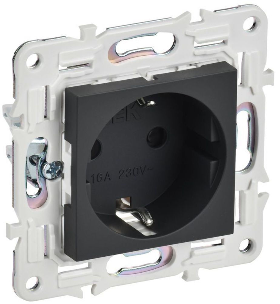 Розетка SKANDY 16А с заземл. защ. шторки безвинт. крепл. SK-R06G графит IEK SK-R14-16-1-K53 Розетка SKANDY 16А с заземл. защ. шторки безвинт. крепл. SK-R06G графит IEK SK-R14-16-1-K53