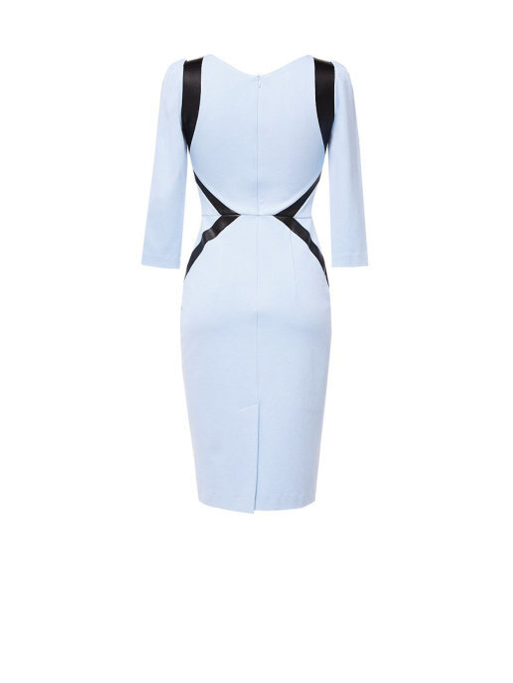 Платье приталенного покроя голубое с рукавом 3/4 02-02-19FW