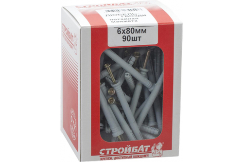 ДЮБ-ГВОЗДЬ СТРОЙБАТ С ПОТ. МАНЖЕТОЙ 6Х80 90ШТ 041780/2520807