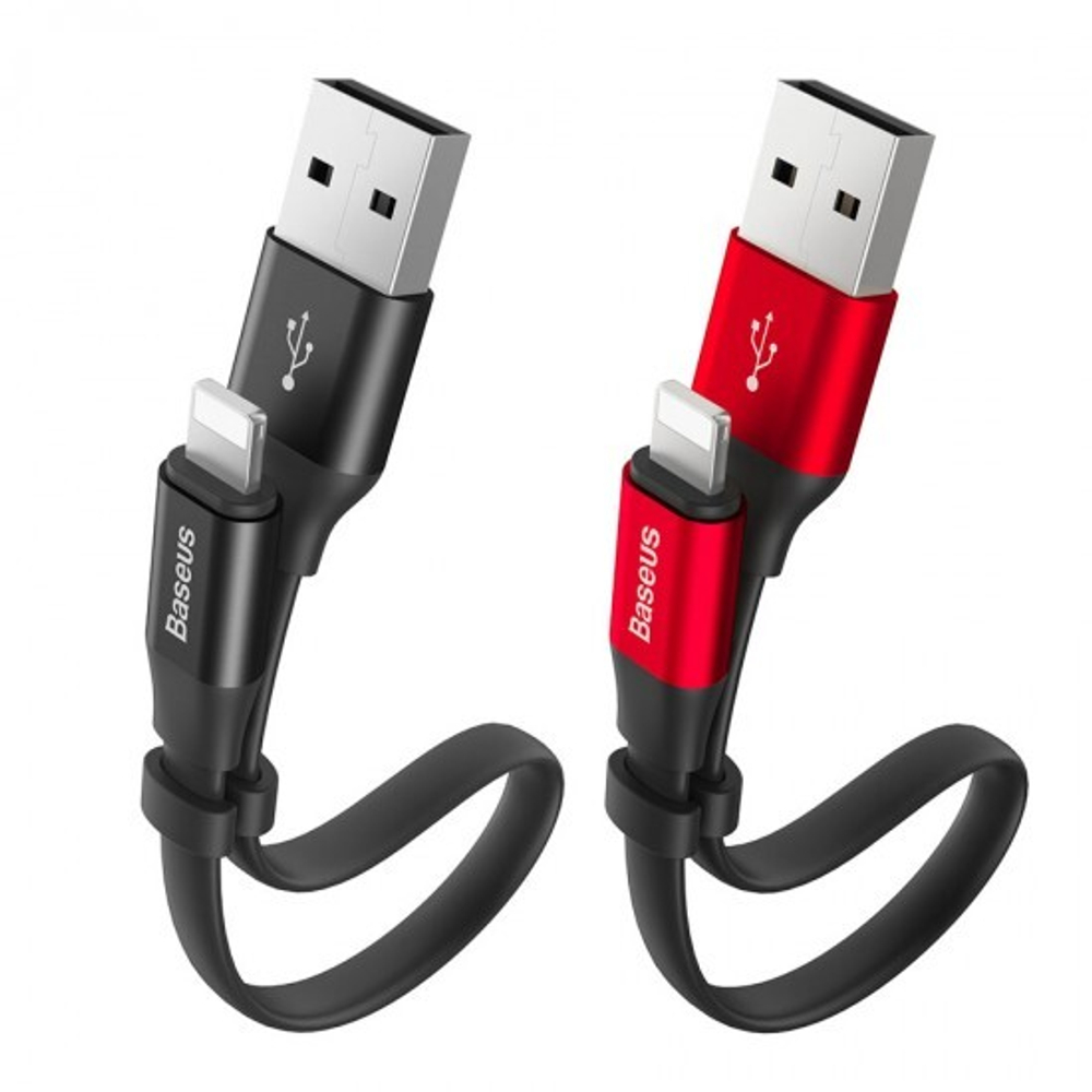 USB дата кабель Baseus Nimble Portable Cable for iPhone 23см, 010844 Черный + красный