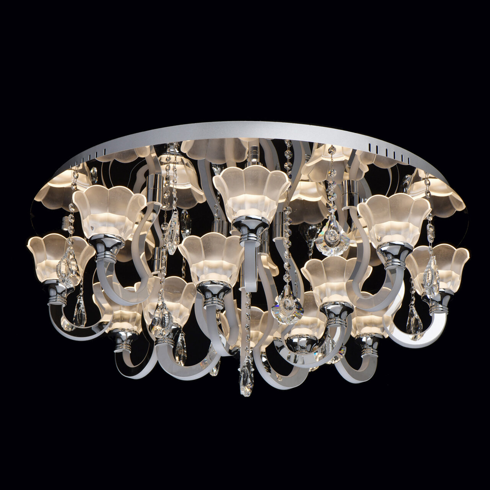 Люстра потолочная светодиодная с пультом Regenbogen Ротенбург, 3 режима, LED 120Вт, 30 м2, хром/белый