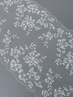 Вышивка на сетке белая неэластичная ширина 19 см ОТРЕЗЫ