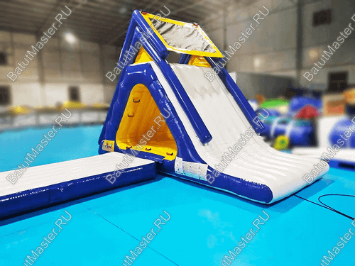 Коммерческий мини-аквапарк на воде «Батут-черепаха и горка-акула» 9×5,5×3 м