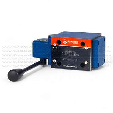 4WMM10E10 - Гидрораспределитель Ду 10 с ручным управлением, схема E (44), возврат - пружинный