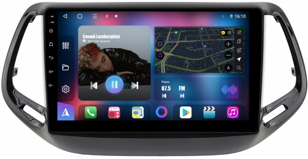 Магнитола для Jeep Compass 2016+ - FarCar 1008M монитор 10" QLED на Android 13, 8 ядер (TS18), CarPlay, 4G SIM-слот