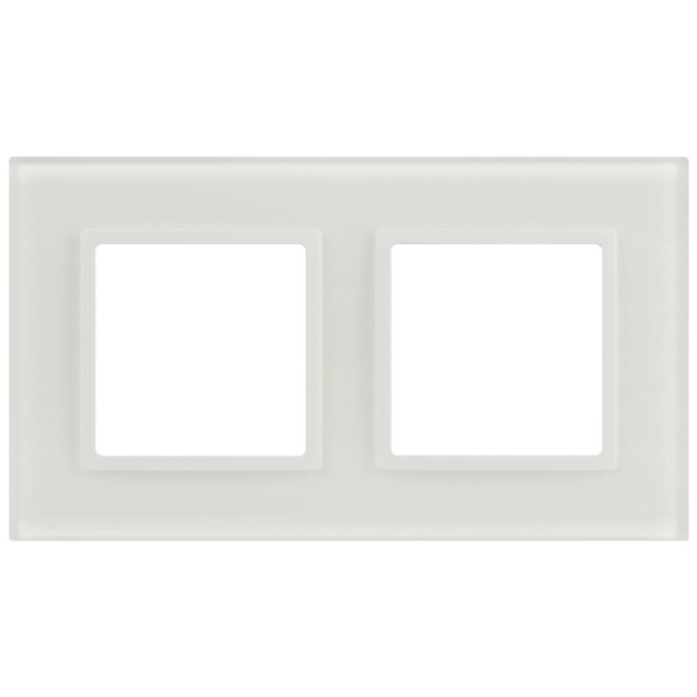 Рамка для розеток и выключателей ЭРА Elegance 14-5102-01М на 2 поста, стекло, белый матовый+бел.