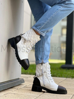 Женские ботинки Chanel с цепочкой (Шанель) люкс класса