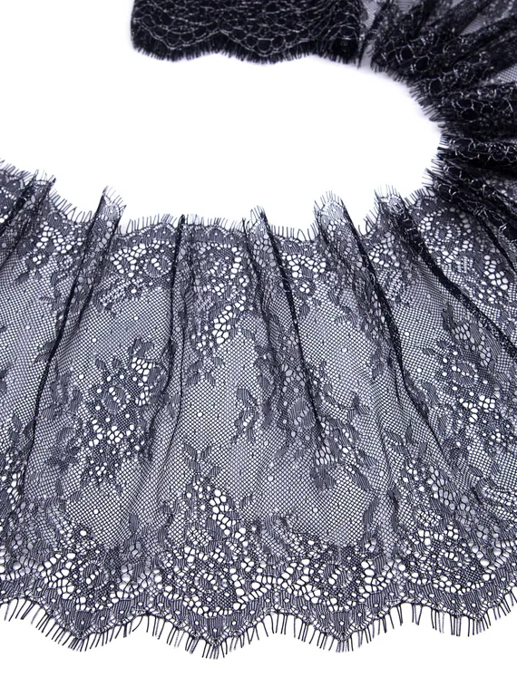 01-11 Кружево шантильи, 23 см, синий/айвори