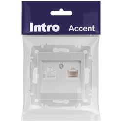 Розетка Intro Accent 6-303-03 информационная RJ45 IP20 СУ алюминий | Intro