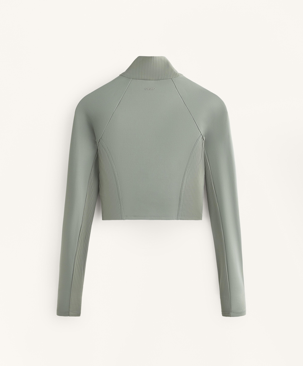 Oysho Лонгслив Comfortlux Rib, серый хаки