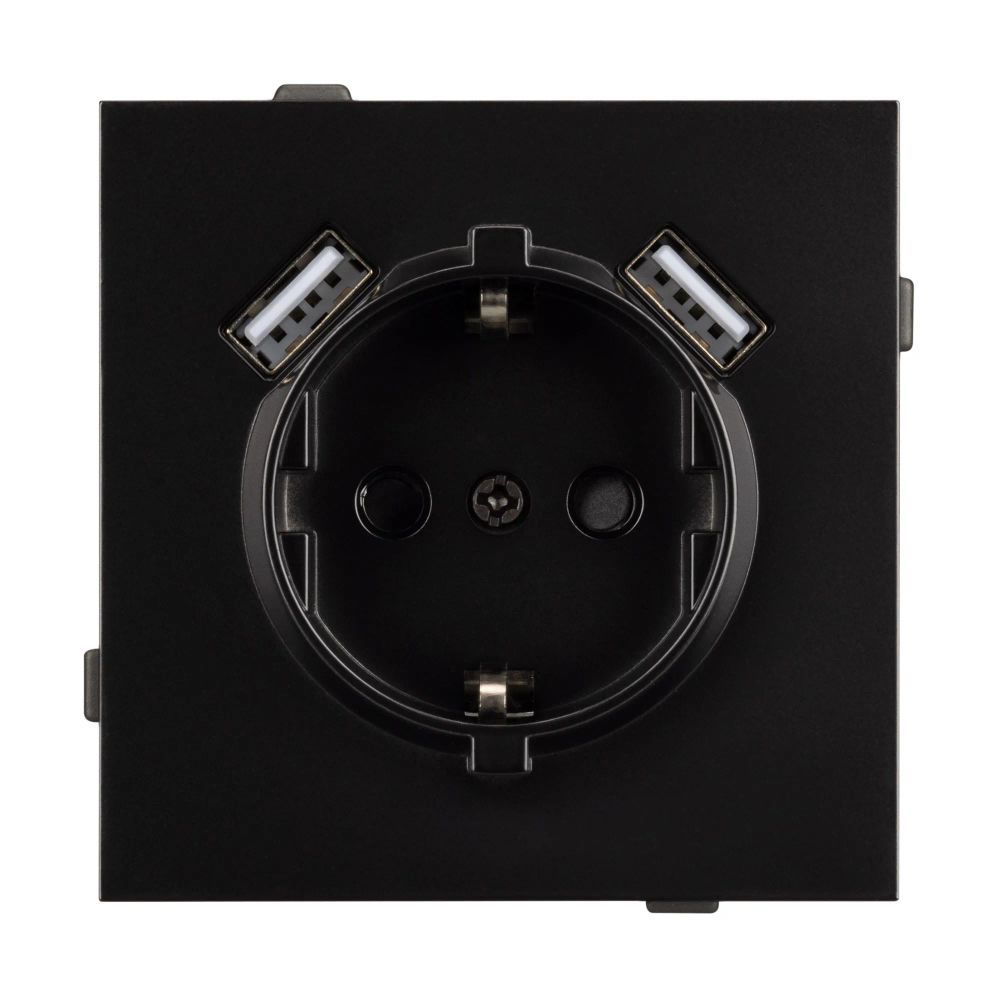 Механизм розетки с USB зарядкой SCT-TENDO-MUAA-PL-BK (230V, 16A) (Arlight, Черный) 054083