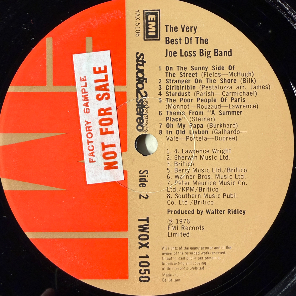Joe Loss ‎– The Very Best Of The Joe Loss Big Band (Англия 1976г.) Promo