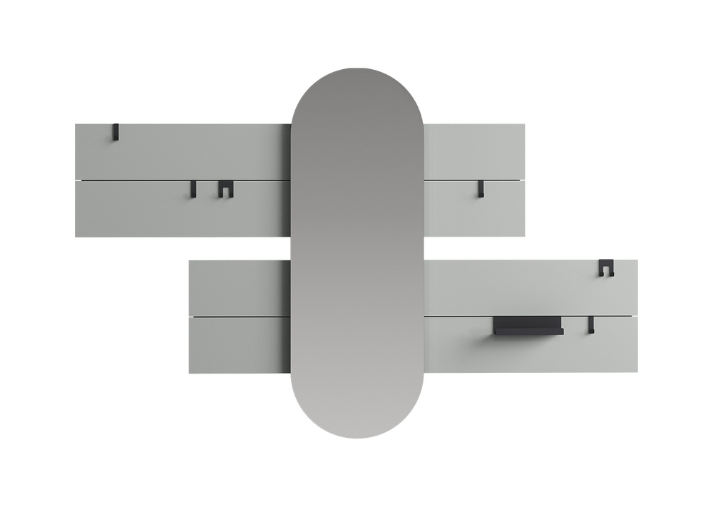 Вешалка Stripe L горизонтальная с зеркалом 60*160 см (серый)