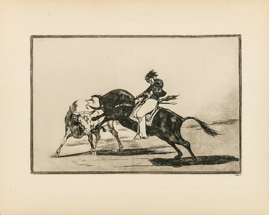 Франсиско Хосе де Гойя-и-Лусьентес (1746?-1828). Лист из серии офортов "Тавромахия". После 1876.