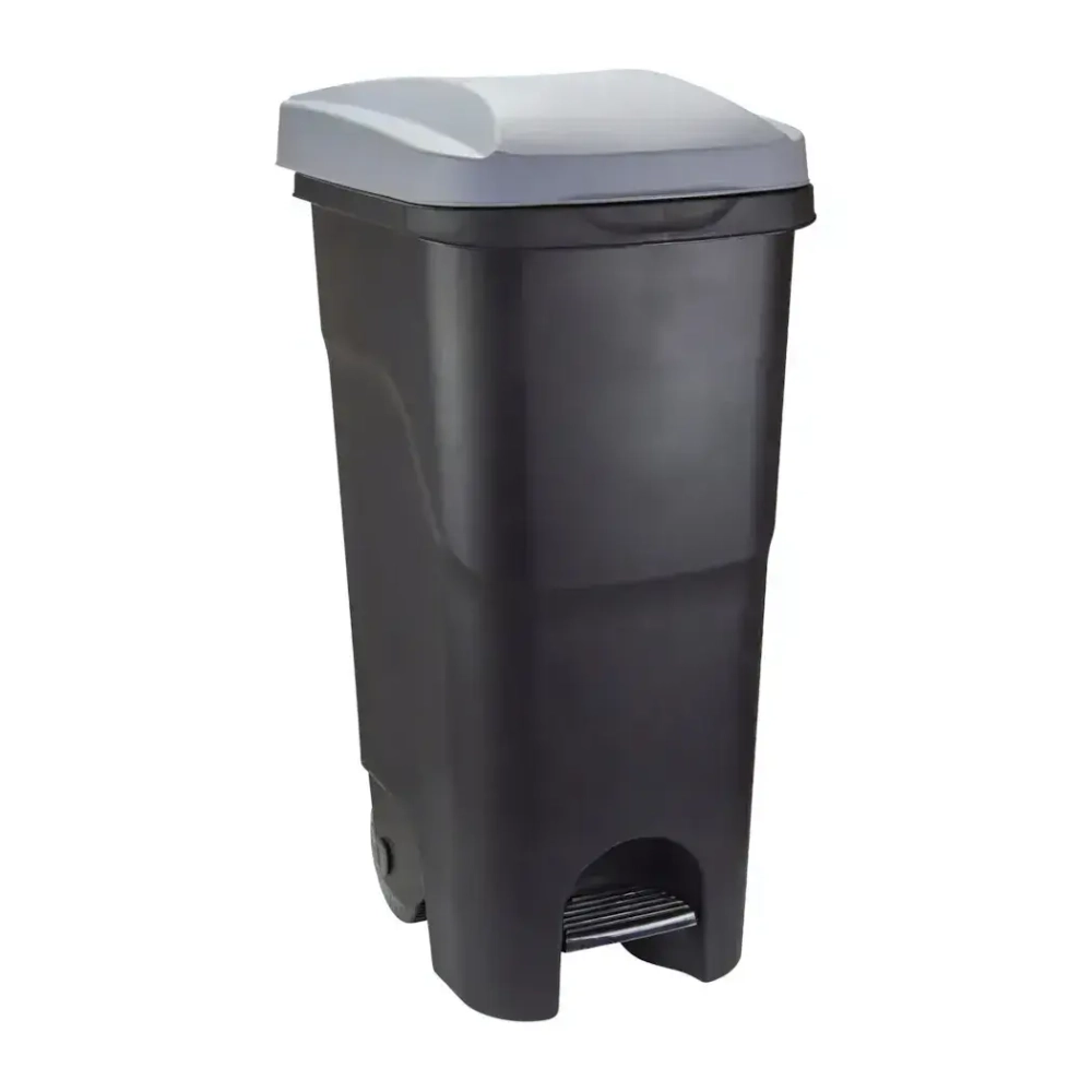 Бак 85л с педалью на колесах Серый