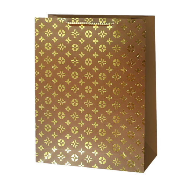 Пакет подарочный, Вспоминая LV, Дизайн №4, Металлик, 32*26*10 см, 1 шт.