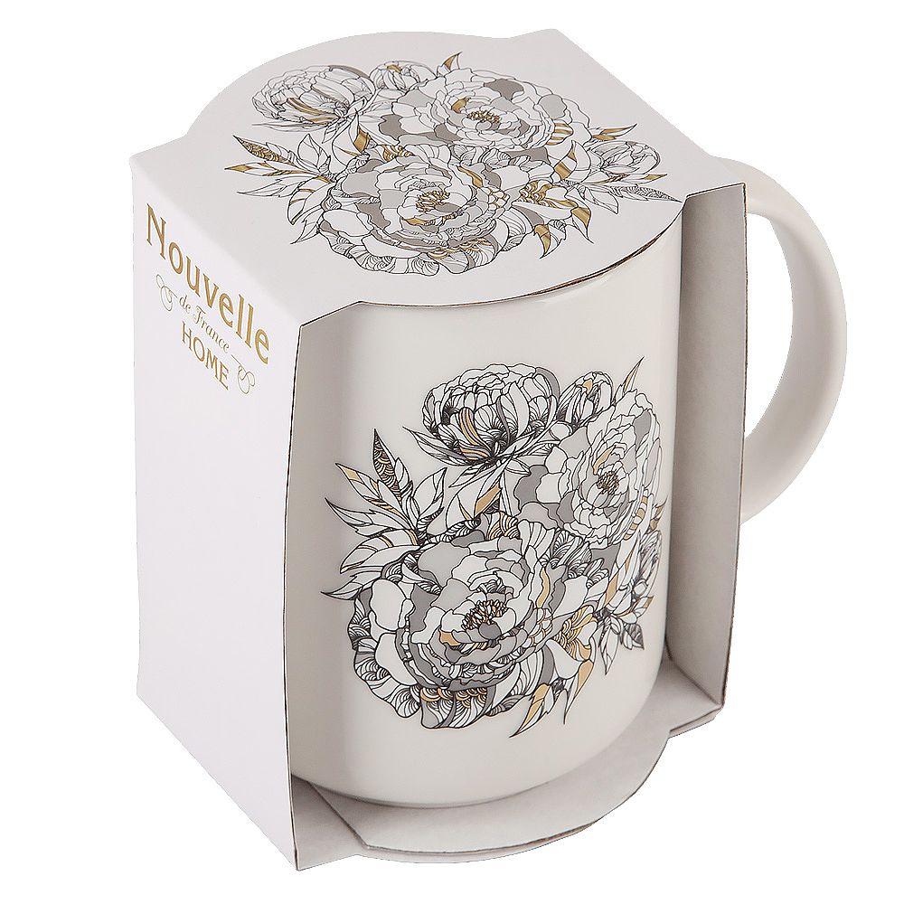 Кружка "Floristry" v=380мл (фарфор) (картонная цветная лента)