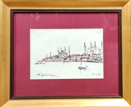 Картина Цветковой В.П. "Стамбул" бумага/карандаш 25х20