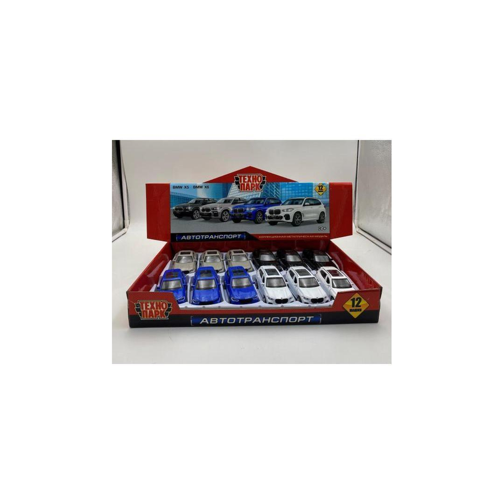 Модель ин. мет. "BMW X5/X6" 12см, двер, баг, коробка в ассорт. X5X6-12DB12-MIX (Технопарк)