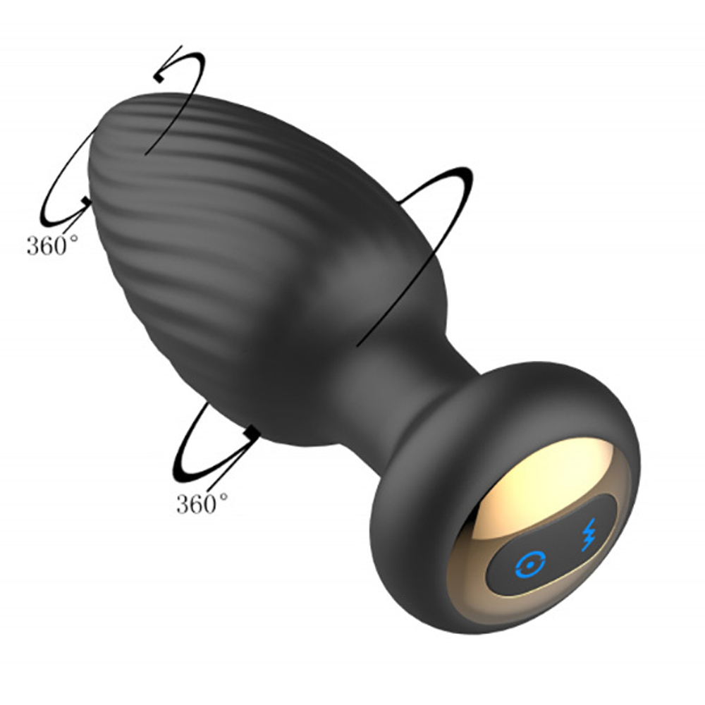 Черная анальная вибропробка 9,8см с вращением и пультом ДУ Secwell Twist Anal Plug Training SW1063