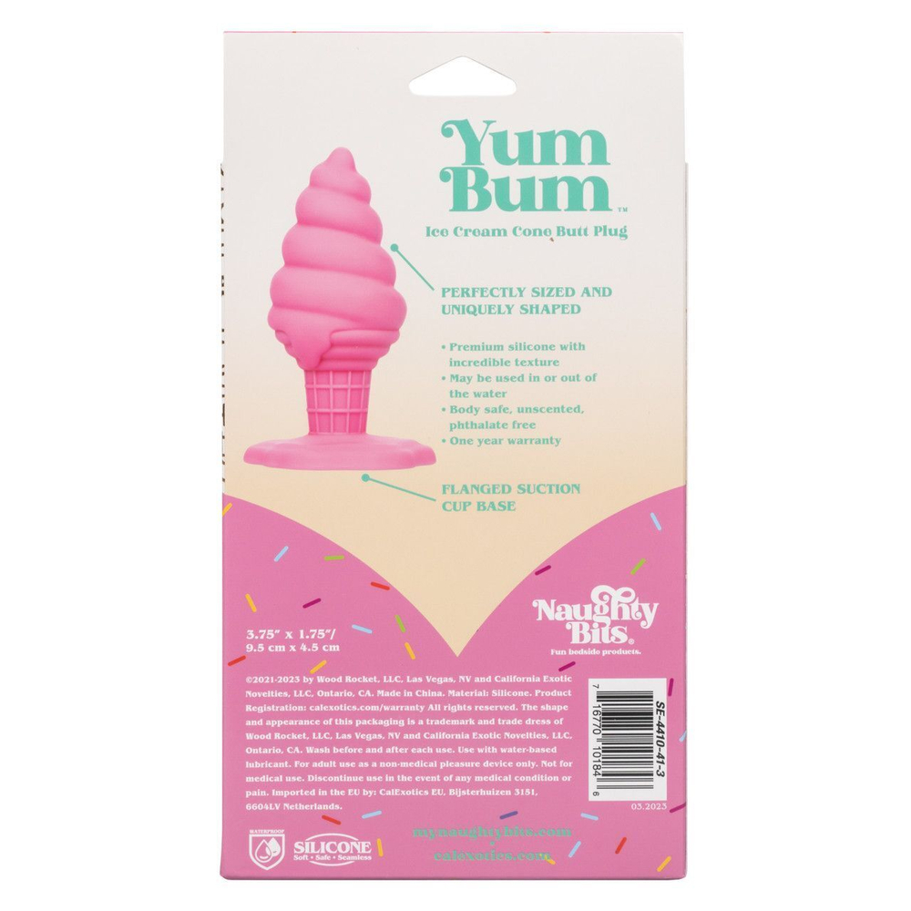 Розовая анальная пробка в виде мороженого Yum Bum Ice Cream Cone Butt Plug - 9,5 см. (Цвет: розовый)