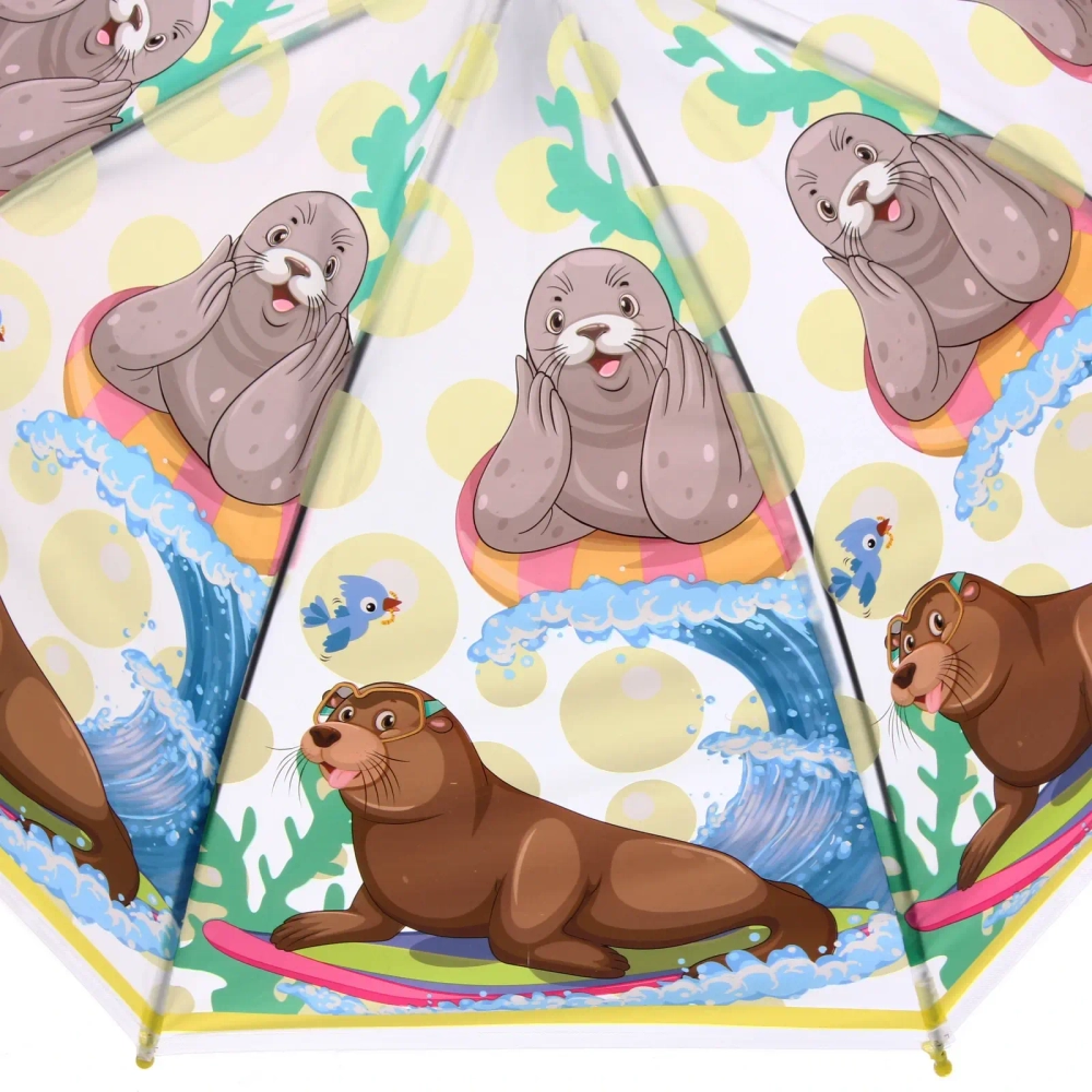 Зонт детский полуавтомат «Тюленчик», 8 спиц, d-80см, длина в слож. виде 65см