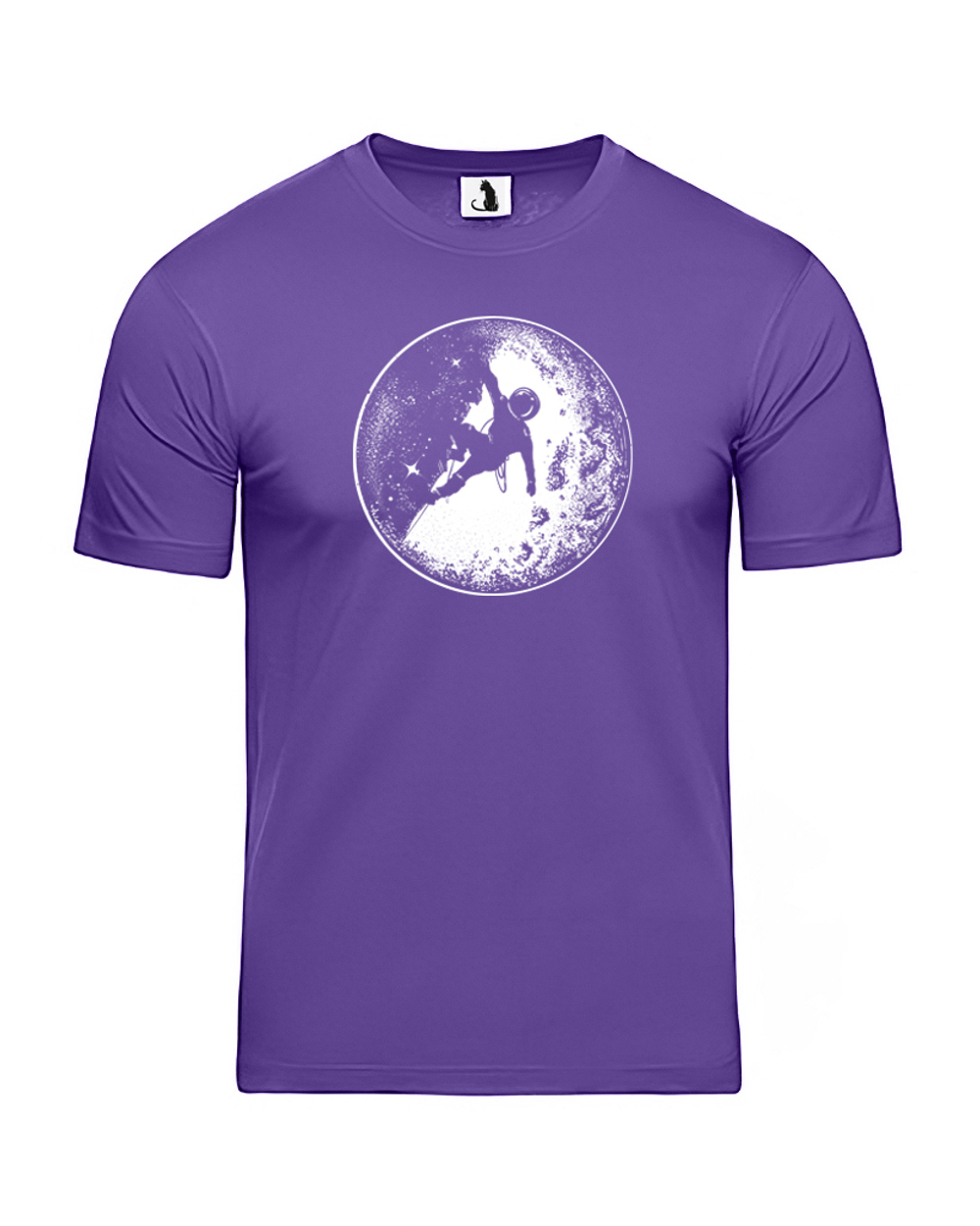 Футболка Космонавт на Луне unisex фиолетовая с белым рисунком