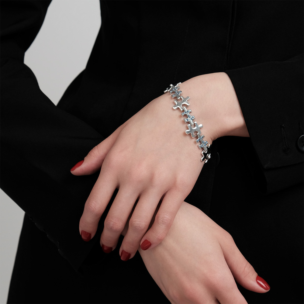 "Пазлы" браслет в серебряном покрытии из коллекции "Игрушки" от Jenavi