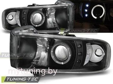 Передние фары angel eyes black для Dodge Ram 94-01