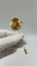 Брошь булавка Цветок с эмалью в технике клуазоне