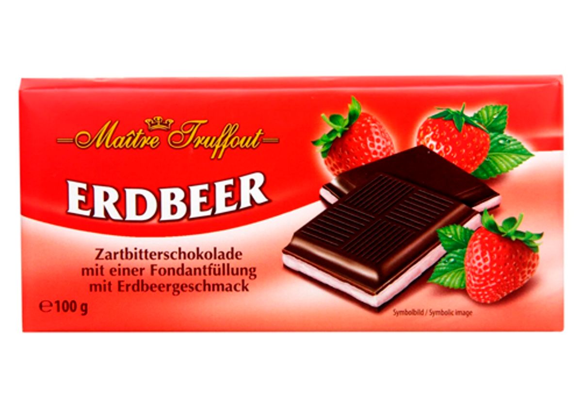 Темный шоколад с начинкой из клубники Maître Truffout, 100г