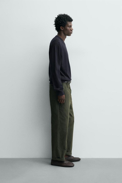 ZARA СВИТЕР ИЗ СМЕСОВОГО ХЛОПКА, МОРСКОЙ СИНИЙ