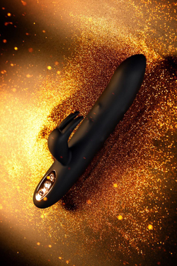 Черный вибратор-кролик с движущимися шариками