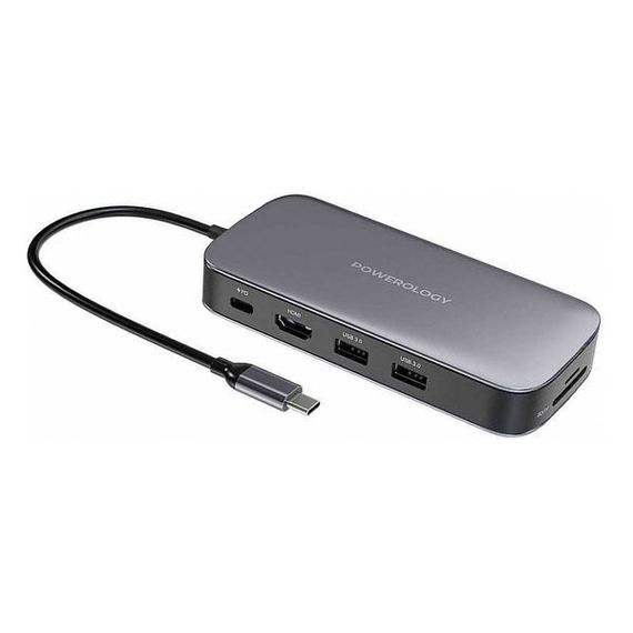 Хаб Powerology USB-C Hub &amp; SSD Drive 256GB PD 100W (PWSDHB256) Gray