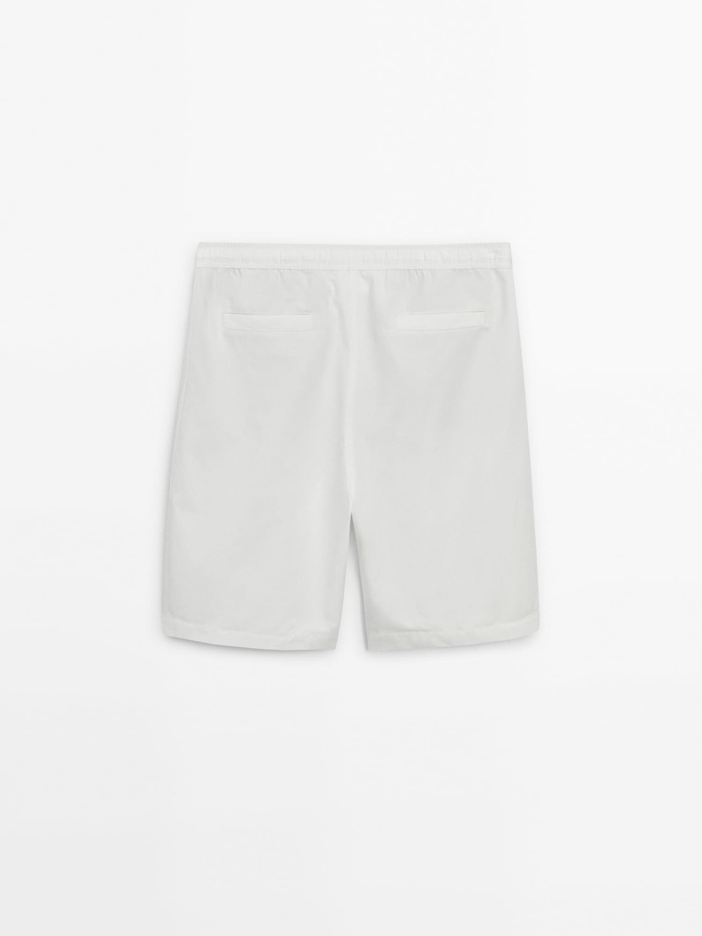 Massimo Dutti Шорты из хлопка и льна на шнурках, натуральный, кремовый