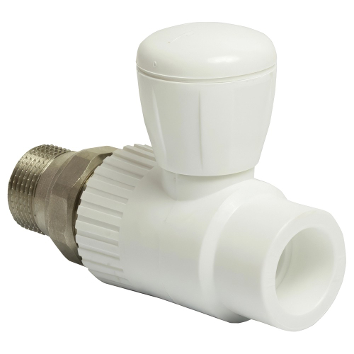 Кран шаровой THERMOLIGHT "американка" PP-R прямой 25х3/4" белый