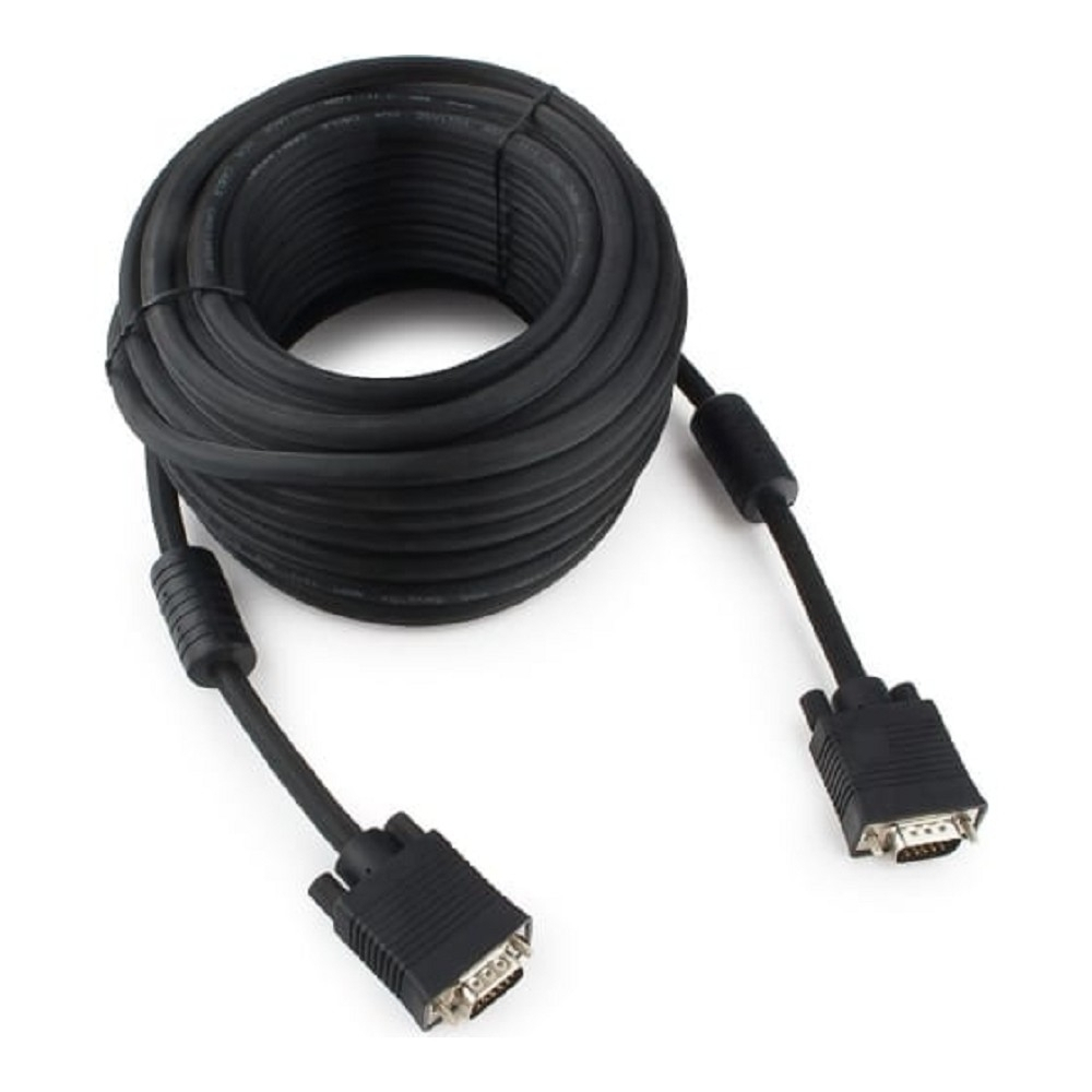 Видеокабели и переходники Gembird / Cablexpert CC-PPVGA-15m-B, Кабель VGA Premium ,15M / 15M, 15м, тройн. экран,феррит. кольца,пакет ,черные