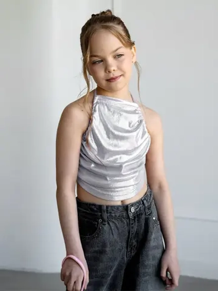 Летний топ для девочки на завязках