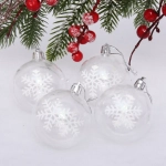 Новогодние шары 6 см (набор 4 шт) «Фантастические снежинки», белый