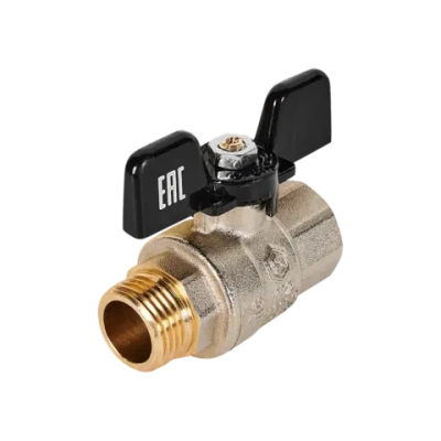 Кран шаровой полнопроходной STOUT - 1/2" (НР/ВР, PN40, Tmax 150°C, ручка-бабочка черная)